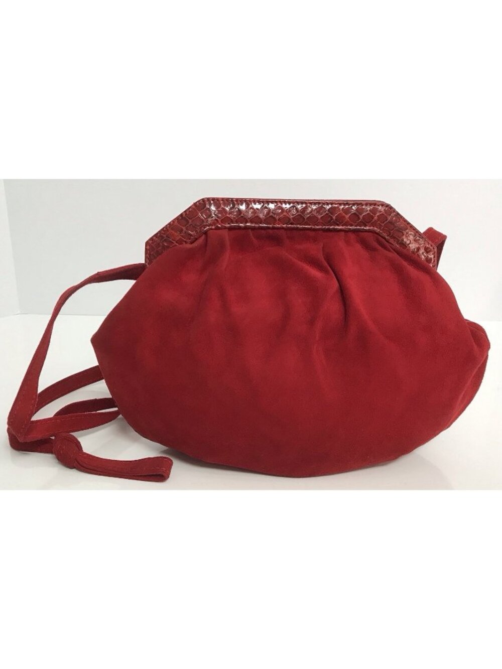 Vintage Lord & Taylor Red Suede Shoulder Bag Purse Italy